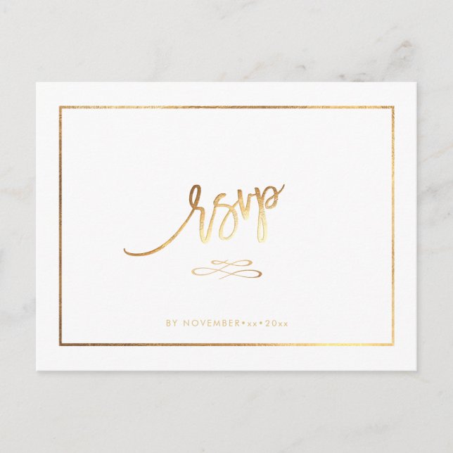Cartes postales élégantes Faux Gold RSVP (Devant)