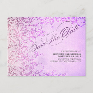 Cartes postales élégantes violettes de style vinta