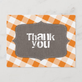 Cartes postales en Merci de toile En vichy orange 