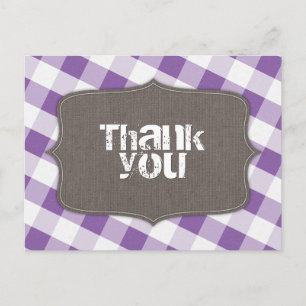 Cartes postales en Merci de toile En vichy violet 
