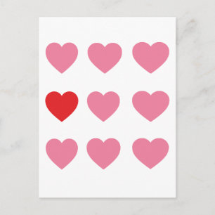 Cartes postales en rose et rouge