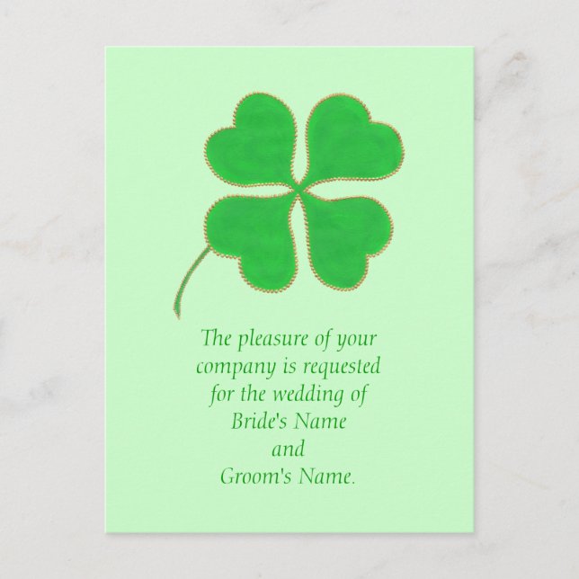Cartes postales Faire-part de mariage or Shamrock  (Devant)
