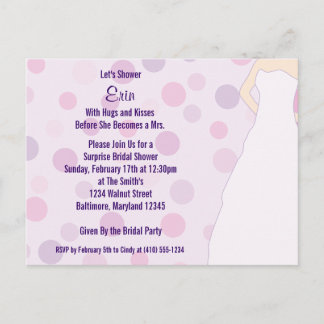 Cartes postales Fête des mariées violet Pois Invit