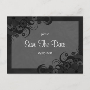 Cartes postales florales noir et gris gothiques po