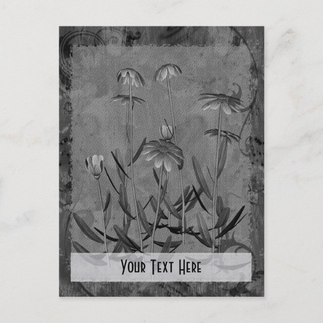 Cartes postales florales personnalisables Gris (Devant)