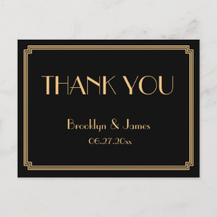 Cartes postales Gatsby Art Déco Mariage noir
