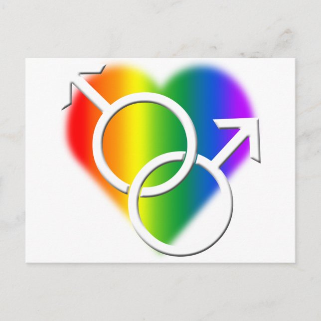 Cartes postales Gay pride pour hommes Rainbow Love (Devant)