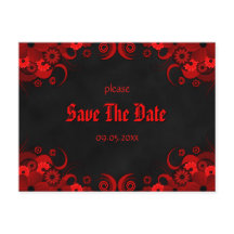 Cartes postales gothiques à motif floral rouge pou