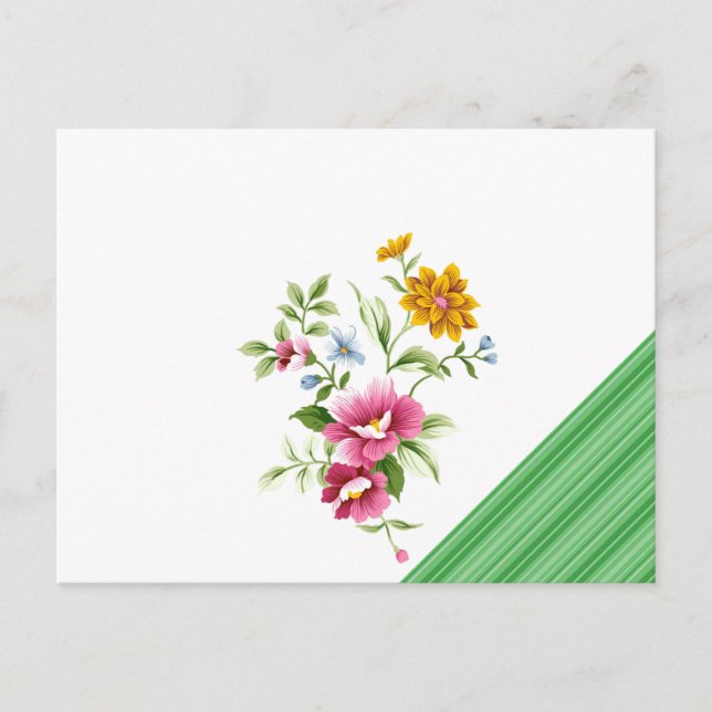 Cartes postales Green Stripe Floral (Devant)