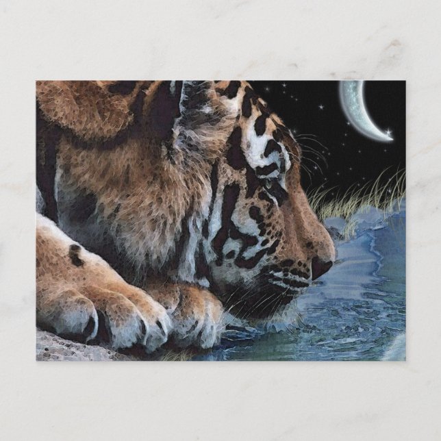 Cartes postales Imaginaire Tiger et Lune (Devant)