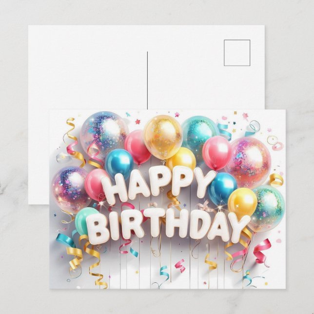 Cartes postales joyeux anniversaire, en gros, abor (Devant / Derrière)