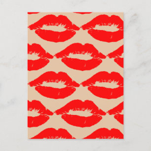 CARTES POSTALES KISSES RED LIPS