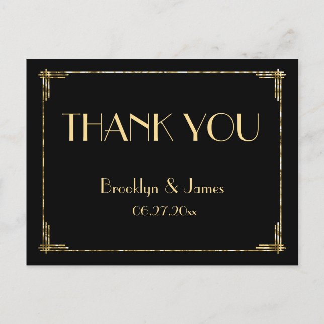 Cartes postales Mariage Art déco Gold Foil (Devant)