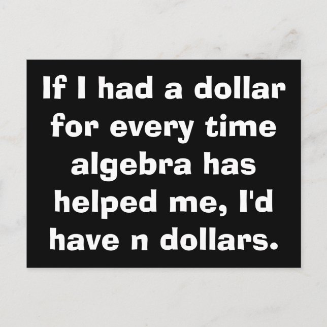 Cartes postales Math Algebra (Devant)