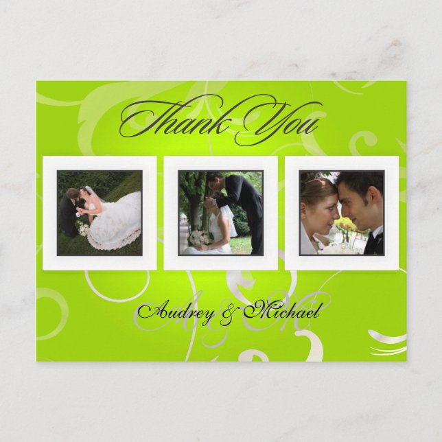 Cartes postales Merci mariage insérez vos photos (Devant)