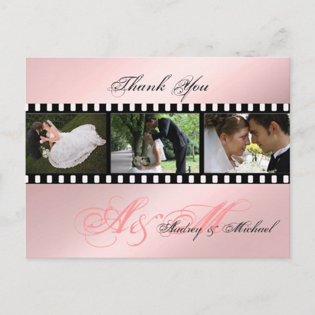 Cartes postales Merci mariage insérez vos photos (Devant)