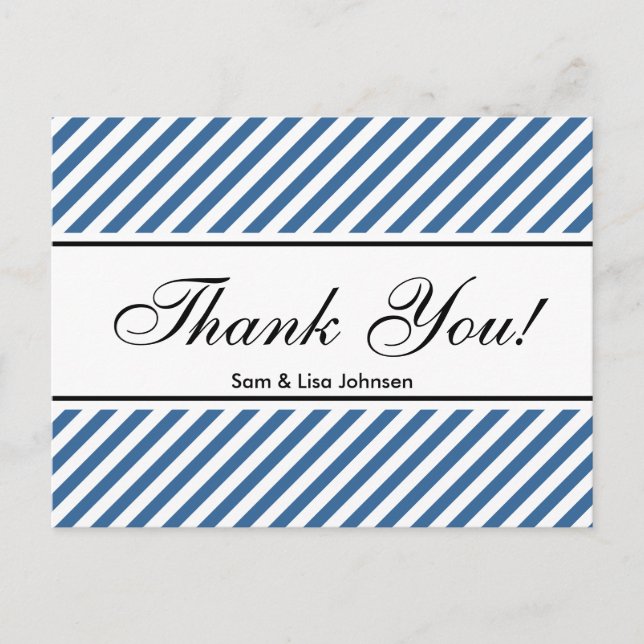 Cartes postales Merci  | motif à bandes bleues (Devant)