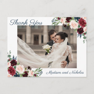 Cartes postales Merci photo avec Fleur Marsala Nav