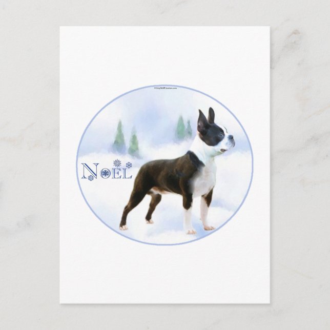 Cartes postales Noel Boston Terrier (Devant)