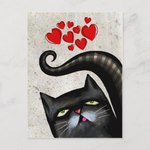 CARTES POSTALES NOIRE CAT ART LOVE