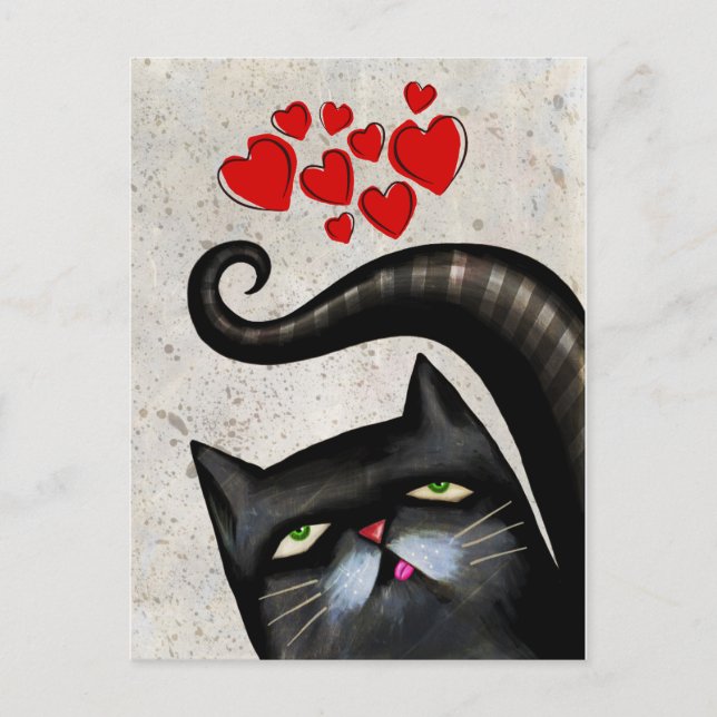 CARTES POSTALES NOIRE CAT ART LOVE (Devant)