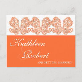 Cartes postales Orange Paisley pour annoncer la da