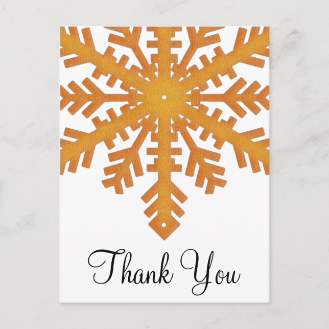 Cartes postales Orange Snowflake Winter Merci (Devant)
