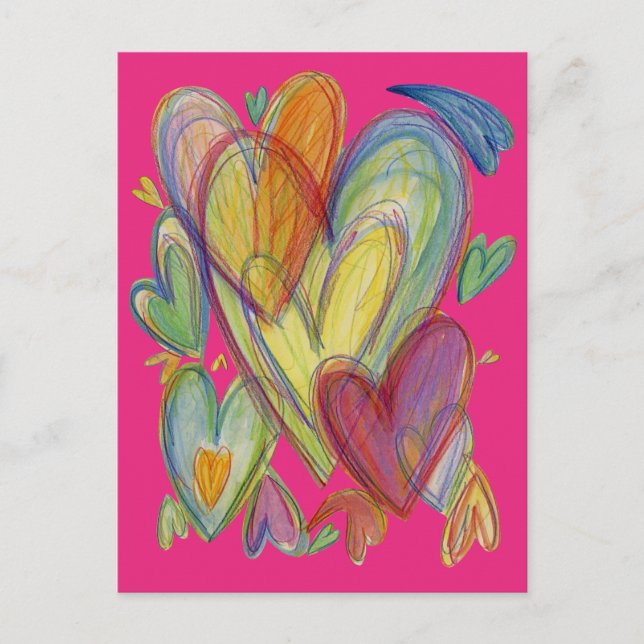 Cartes postales personnalisées avec cœurs d'amour  (Devant)