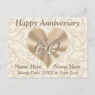 Cartes postales personnalisées Happy 60th Annivers