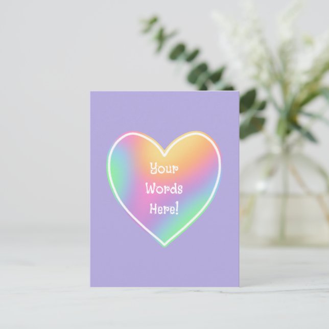 Cartes postales personnalisées Rainbow Heart (Debout devant)
