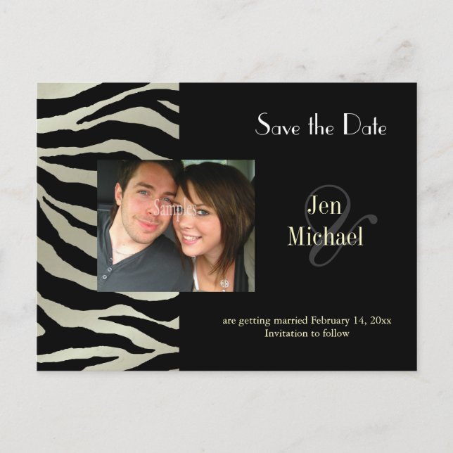 Cartes postales photo Zebra Save the Date, (Devant)