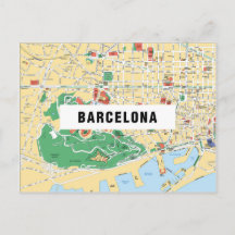 CARTES POSTALES PLAN VILLE ♥ Barcelone