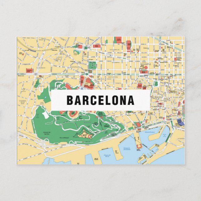 CARTES POSTALES PLAN VILLE ♥ Barcelone (Devant)
