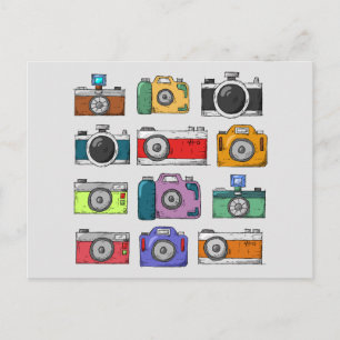 CARTES POSTALES POP ART CAMÉRAS VINTAGES
