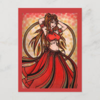 Cartes postales pour danseur du ventre rouge écarl