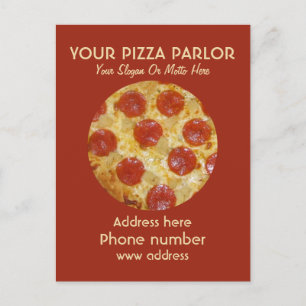 Cartes postales publicitaires pour salon de pizza 