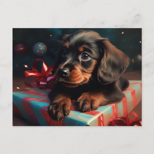 Cartes Postales Puppy Noël Postkarte (Vorderseite)