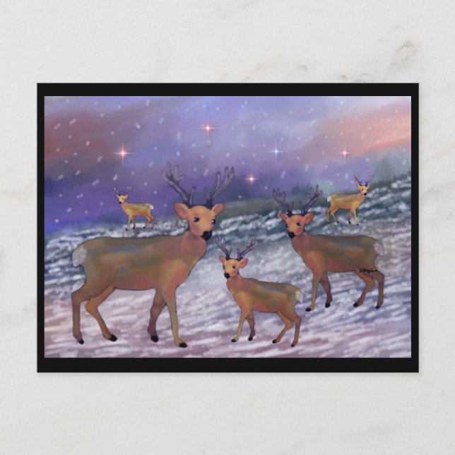 Cartes postales Reindeder Snowfall (Devant)