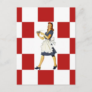 Cartes postales Retro checks Carrés Diner Carreaux