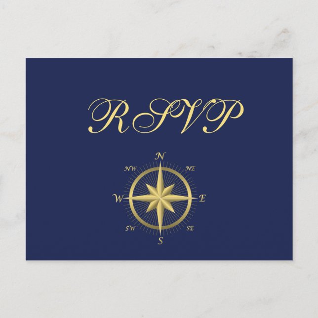 Cartes postales RSVP Blue Nautical Wedding (Devant)