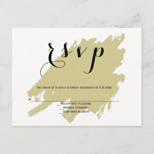 Cartes postales rsvp de mariage de peinture or mod