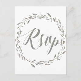 Cartes postales RSVP de mariage élégant Gris Wreat