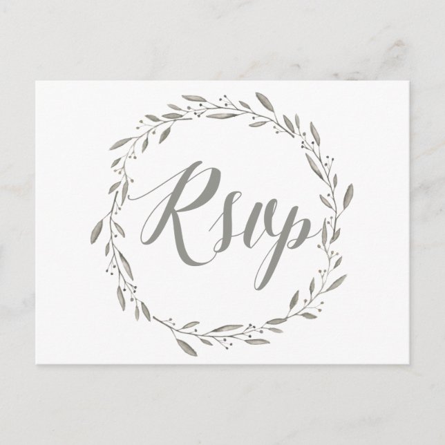 Cartes postales RSVP de mariage élégantes Gris Flo (Devant)
