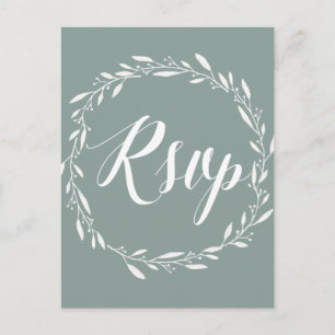 Cartes postales RSVP de mariage élégantes Sage Wre