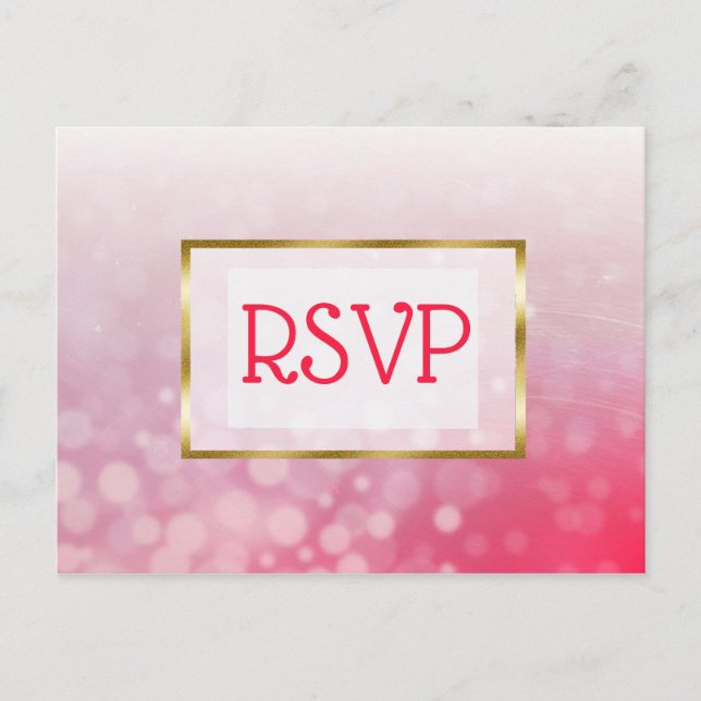 Cartes postales RSVP de mariage Red et Gold Bubble (Devant)