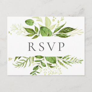 Cartes postales RSVP de mariage vert rustique