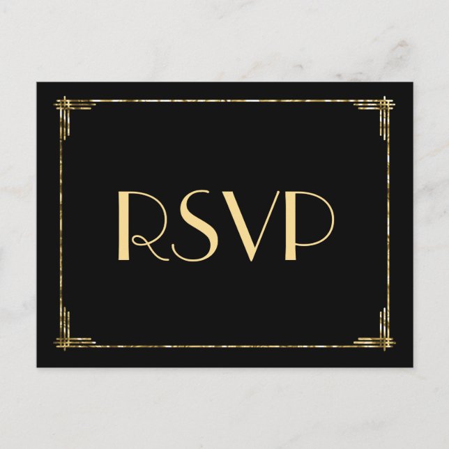 Cartes postales RSVP Gold Foil Art Deco Wedding (Devant)
