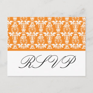 Cartes postales RSVP Orange Mariage damassé