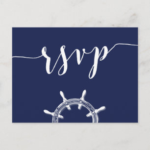 Cartes postales RSVP personnalisées Nautical Navy