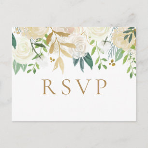 Cartes postales RSVP pour mariage aux fleurs d'or 
